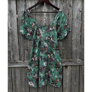 FLOATING LOTUS Paisley Fairy Cottagecore Boho Paisley Tie Back Tunic- Small
